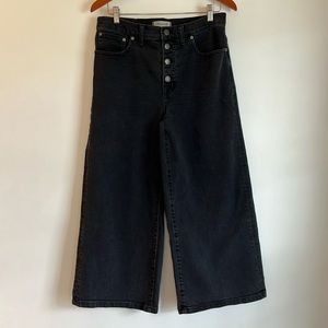 Madewell Wide-Leg Crop Jeans Size 29 Black Button Fly